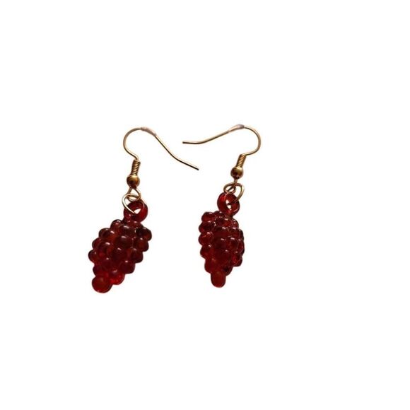 Boho Acrylic Grape Dangle Earrings - Picture 1 of 3